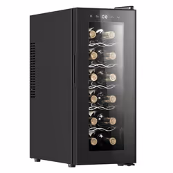 Cecotec 1250, Refroidisseur de vin thermoélectrique, Pose libre, 12 bouteille(s), 65 W, E, Noir
