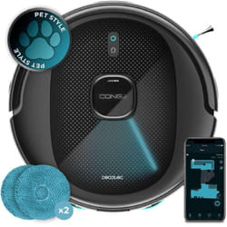 Cecotec - Aspirateur Robot Conga 9590 Spin Revolution Ultra Power, Navigation Laser Intelligente, 10 000 Pa, 240 Minutes d'autonomie, serpillère