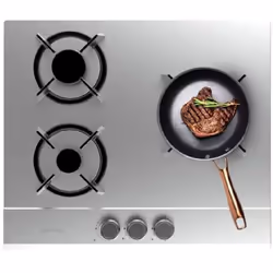 Bolero Squad G 3200S Inox Plaque de cuisson à gaz, 3 foyers, finition en acier inoxydable, grilles individuelles en fonte, pu ...
