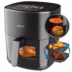 Cecotec Cecofry&Grill Duoheat 6500, Friteuse d’air chaud, 6,5 L, 40 °C, 200 °C, Unique, Noir