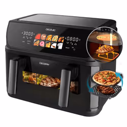 Cecotec Cecofry&Grill Duoheat 10000, Friteuse d’air chaud, 10 L, 40 °C, 200 °C, Double, Noir