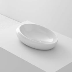 Poalgi - Lavabo à poser oval-mb céramique 49x13x30 cm blanc