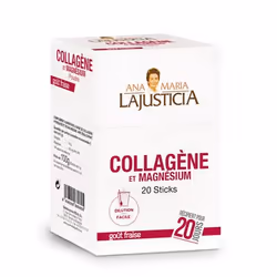 Ana María Lajusticia COLLAGÈNE ENRICHI EN MAGNÉSIUM SACHET 20 sticks, Bâtons (substance), Fraise, Collagène hydrolysé, 20 piè ...