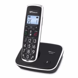 SPC 7608N, Téléphone DECT, Haut-parleur, 20 entrées, Identification de l'appelant, Noir