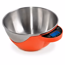 JATA 765, Balance de ménage électronique, 5 kg, 1 g, Rouge, Acier inoxydable, Rond, Senseur