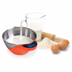 JATA 765 escabeaux de cuisine Rouge, Acier inoxydable Rond Balance de ménage électronique