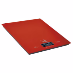 JATA Mod. 729R, Balance de ménage électronique, 5 kg, 1 g, Rouge, Verre, Comptoir
