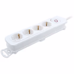 Base multiple couleur blanc avec conception de commutateur de 4 prises, type Schucko, ample et avec un câble de 1,4 m de long ...