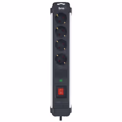 Prise multiple en finition aluminium avec design de bande de 4 prises, de type schuko, et avec un cable large de 1, 5 mètres  ...