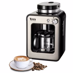 Tm Electron - TMPCF020S Mini Cafetière de goutte à goutte avec moulin à grains, 4 tasses, 600W et filtre lavable Compatible avec le café moulu, 600