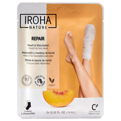 Iroha Nature Masque Pieds Réparateur Pêche et Beurre de Karité 2 x 9 ml