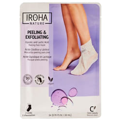 Iroha Nature Masque Pieds Peeling Acide Glycolique et Lactique 2 x 20 ml