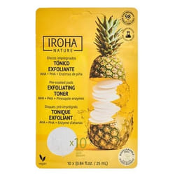 Iroha Nature Tonique Exfoliant Enzymes d'Ananas 10 Disques Pré-Imprégnés