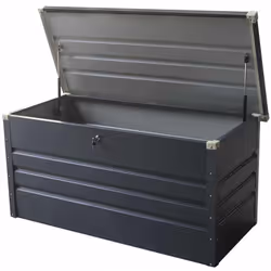 Compact et fonctionnel, le coffre de rangement métallique Gardiun Arcana I peut être utilisé sur des terrasses ou des cours e ...