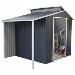 Abri de Jardin en Métal Gardiun Nottingham avec Porche Latéral 3,78 m² 129x293x229 cm Ext. Acier Galvanisé Gris Anthracite
