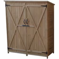 Abri de jardin en bois massif de 10 mm d'épaisseur, idéal pour une utilisation extérieure avec double porte pliante . Idéal p ...