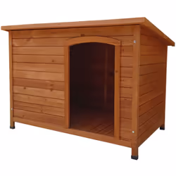 Niche en bois de pin massif traité de 10 mm , idéal pour les petits chiens . Elle est recommandée pour une utilisation en ext ...