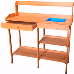 Table de travail de jardin en bois naturel . Faites le travail de jardinage confortablement sur cette table avec une base et ...