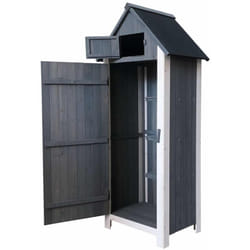 Armoire de Rangement Gardiun Kylie Gray 54x77x179 cm en Bois Gris Anthracite