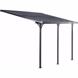 Pergola en aluminium avec traitement couleur anthracite pour protéger les portes et fenêtres de la pluie. Vous pouvez utilise ...