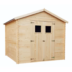 Abri en bois à rainures et languettes avec toit Gardiun Dimintri à deux pans. D'une surface de 6,8 m², elle mesure 238x238x23 ...