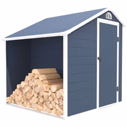 Abri en résine avec range bûches extérieur adapté au jardin ou à la terrasse . Le modèle Sylvana a un design contemporain bic ...