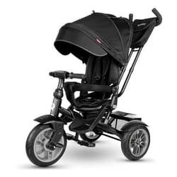 Tricycle Poussette - QPLAY - Premium 6 en 1 - Noir - Siège Réglable - Harnais 5 Points