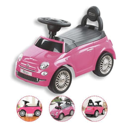 DEVESSPORT Porteur Fiat 500 Rose. Licence Officielle. Volant Klaxon & Sons. Rangement. Anti-Bascule. 12-36 Mois.