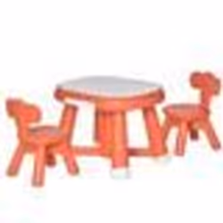DEVESSPORT Ensemble Bureau Enfant Table & 2 Chaises Rouge Corail Tableau Blanc Inscriptible Multifonction Dès 12 Mois