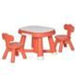 DEVESSPORT Ensemble Bureau Enfant Table & 2 Chaises Rouge Corail Tableau Blanc Inscriptible Multifonction Dès 12 Mois