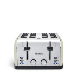 Grille-pain à 4 fentes extra-larges PRIXTON Bianca 1900 Watt 7 Niveaux de brunissage Décongélation et réchauffe Minuteur Beige