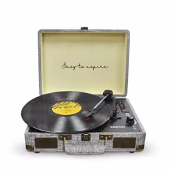 Platine Vinyle PRIXTON VC400 Tourne-disque Bluetooth/USB/SD Lecteur et Numérisation des vinyles 2 Haut-parleurs Couleur Gris