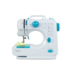 Machine à Coudre portable PRIXTON P110 avec 12 Points de Couture Tiroir à accessoires Lampe intégrée Pédale incluse Bleu