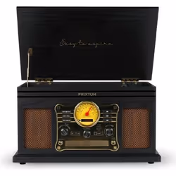 Platine Vinyle PRIXTON Century Tourne-disque Bluetooth/USB/CD/Cassetes Numérisation des vinyles 2 Haut-parleurs Couleur Noir