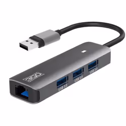 3GO HUB37PETH2, Avec fil, USB 3.2 Gen 1 (3.1 Gen 1) Type-A, Gris, 5 Gbit/s, Aluminium, USB