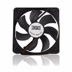 3GO FAN12BK, Ventilateur, 12 cm, 1200 tr/min, 16 dB, 43,96 cfm, Noir