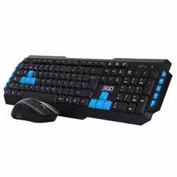 3GO COMBODRILEW2, Taille réelle (100 %), RF sans fil, Clavier à membrane, QWERTY, Noir, Bleu, Souris incluse