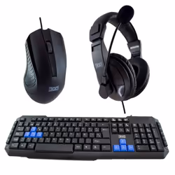 3GO COMBODRILEH2, Taille réelle (100 %), USB, Clavier à membrane, QWERTY, Noir, Souris incluse