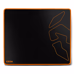 Krom Knout Speed Black, Noir, Orange, Monochromatique, Microfibre, Caoutchouc, Base antidérapante, Tapis de souris de jeu