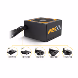 NOX Urano VX Bronze Edition unité d'alimentation d'énergie 650 W 20+4 pin ATX ATX Noir, Orange - Vue supplémentaire 4