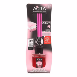 AURA Sticks diffuseur dodeur - 0% alcool - Parfum Linge Frais - Efficace jusquà plus de 45 jours - 20 ml