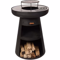 Barbecue rond avec plaque d'acier ronde et grille