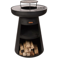 Barbecue rond avec plaque d'acier ronde et grille