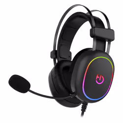 Hiditec Erys ARGB, Avec fil, Jouer, 20 - 20000 Hz, Casque, Noir