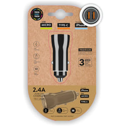 Liderpapel - Chargeur Briquet Voiture Double Noir 24a -12W Tech One Tech - tech one tech