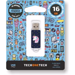 TECH1TECH Unicornio dream, 16 Go, USB Type-A, 2.0, Casquette, 20 g, Bleu, Transparent
