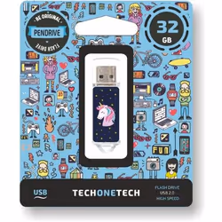 TECH1TECH Unicornio dream, 32 Go, USB Type-A, 2.0, Casquette, 20 g, Bleu, Transparent