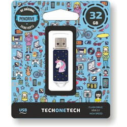 TECH1TECH Unicornio dream lecteur USB flash 32 Go USB Type-A 2.0 Bleu, Transparent