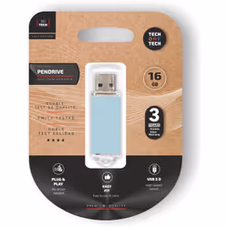TECH ONE TECH TEC3010-16, 16 Go, USB Type-A, 2.0, Casquette, 18 g, Bleu