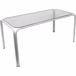 PIQUERAS Y CRESPO Table d'accueil rectangulaire avec structure en argent et verre fumé. Table simple et élégante pour la déco ...